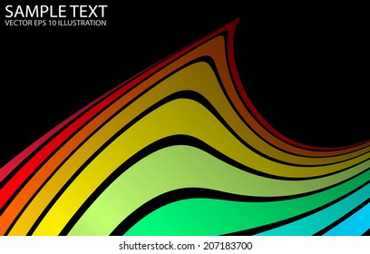 Curved color background vector template - Vector abstract rainbow background illustration