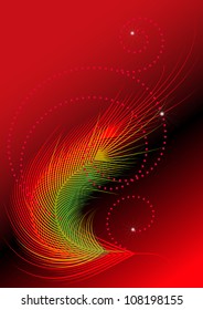 Curved colored feathers with the decor of beads