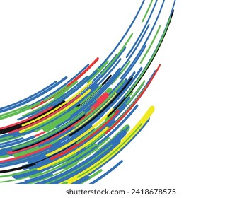 Curved colored lines on a white background.