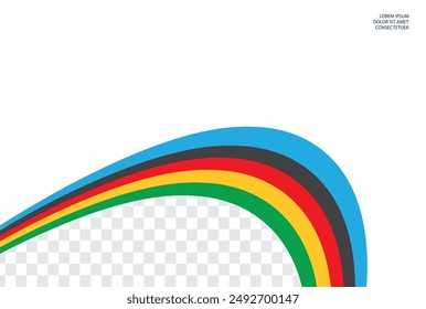 Curved colored lines on a white background.