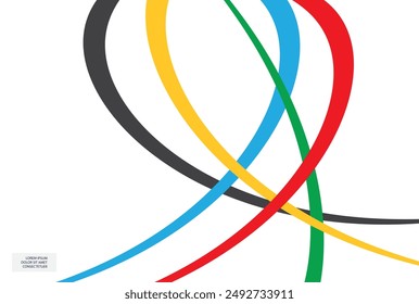 Curved colored lines on a white background.	Vector graphics.