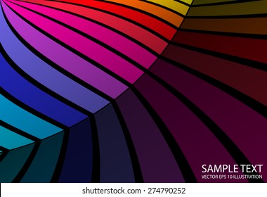 Curved colorful vector background illustration. Vector striped abstract colorful background illustration