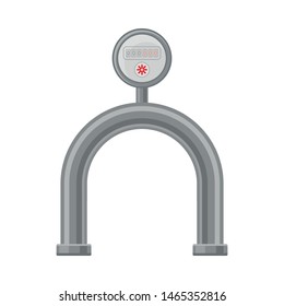 Curved conduit with a counter. Vector illustration on white background.
