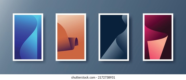 Curved corner paper vector design for poster and print background. Set of Scroll page curls in 3d for wallpaper. Collection of abstract paper in pastel color gradient.