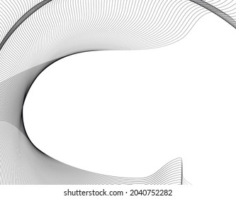 Curved corners many streak. Abstract stripes on white background isolated. Vector curved slanting, oblique lines texture.