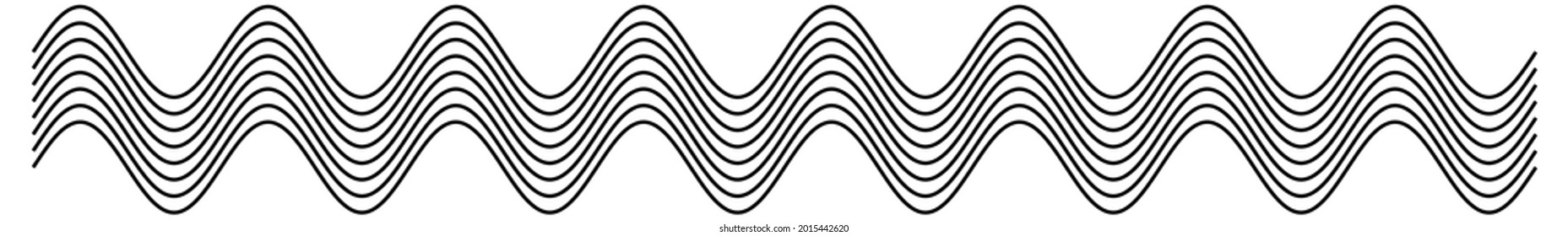 Curved, curvy, waving lines element. Sine lines