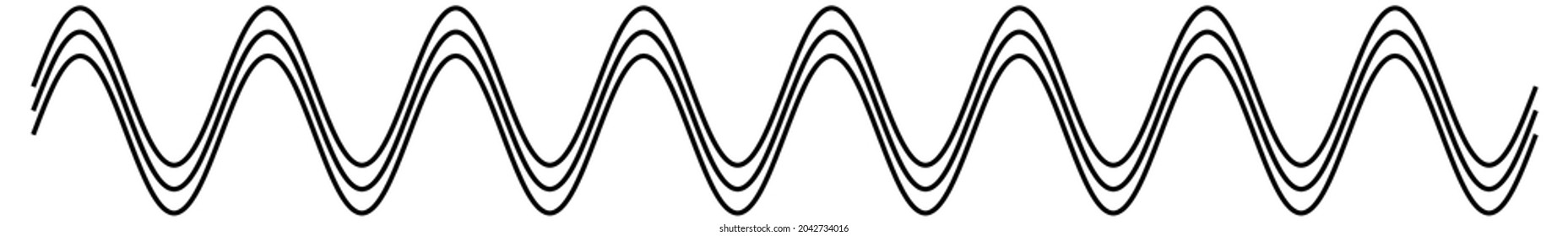 Curved, curvy, waving lines element. Sine lines
