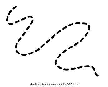 Curved dashed line illustration representing journey, process, or direction. ideal for maps, diagrams, infographics, or creative design projects.