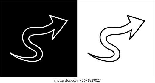 Icono de Vector de contorno de flecha de dirección curva