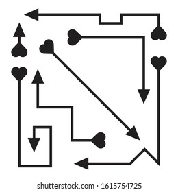 curved and doodle arrows heart tail vector set