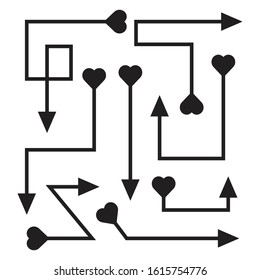curved and doodle arrows heart tail vector set