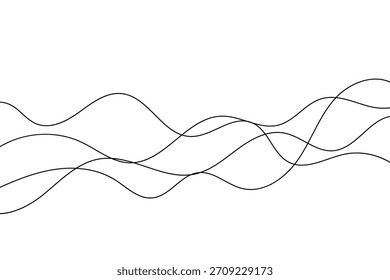 Linhas de vetor de rabiscar curvas, ilustração de plano de fundo de esboço abstrato