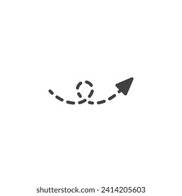 Icono de vector de flecha de puntos curvada. signo plano relleno para concepto móvil y diseño web. Icono de glifo de flecha punteada. Símbolo, ilustración del logotipo. Gráficos vectoriales