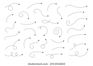 Curved dotted arrow. Zigzag arrow stripes design with dotted lines.