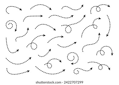 Curved dotted arrow. Zigzag arrow stripes design with dotted lines.
