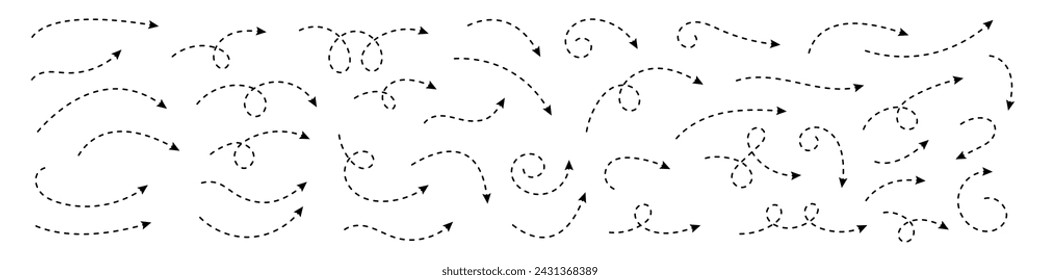 Curved dotted arrow. Zigzag arrow stripes design with dotted lines.
