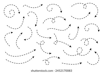 Curved dotted arrow. Zigzag arrow stripes design with dotted lines.