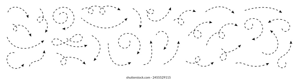 Curved dotted arrow. Zigzag arrow stripes design with dotted lines.