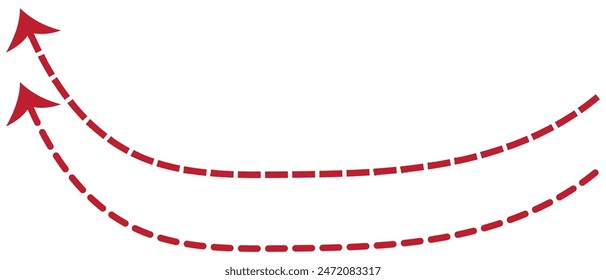 Curved dotted arrow. Zigzag arrow stripes design with dotted lines. Dashed line arrow. hand drawn dashed arrow. Doodle, sketch style. isolated on white background. Vector illustration.
