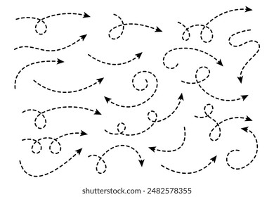 Flecha punteada curva. Diseño en zigzag de rayas de flecha con líneas de puntos.