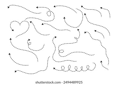 Curved dotted arrow. Zigzag arrow stripes design with dotted lines.