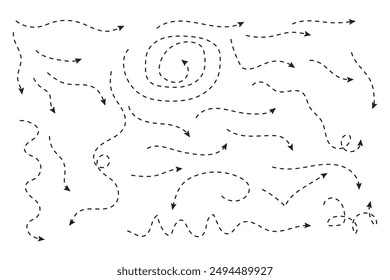 Flecha punteada curva. Diseño en zigzag de rayas de flecha con líneas de puntos.