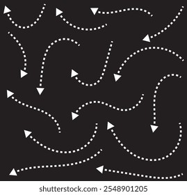 Curved dotted arrow. Zigzag arrow stripes design with dotted lines.