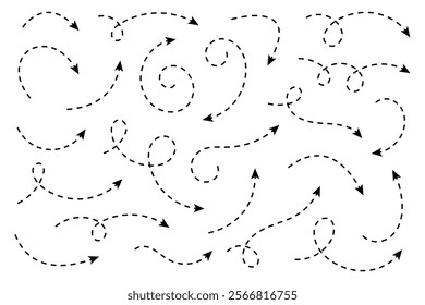 Curved dotted arrow. Zigzag arrow stripes design with dotted lines.