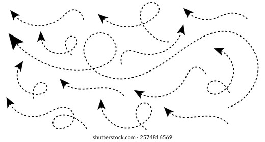 Curved dotted arrow. Zigzag arrow stripes design with dotted lines. eps 10