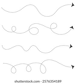 Curved dotted arrow. Zigzag arrow stripes design with dotted lines.