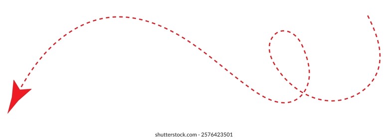 Curved dotted arrow. Zigzag arrow stripes design with dotted lines.