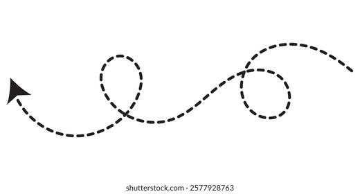 Curved dotted arrow. Zigzag arrow stripes design with dotted lines. Design EPS 10 