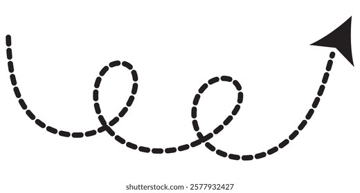 Curved dotted arrow. Zigzag arrow stripes design with dotted lines. Vector illustration Design eps 10 