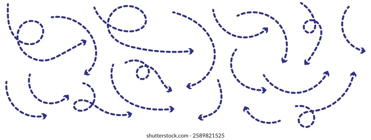 Curved dotted arrow. Zigzag arrow stripes design with dotted lines.