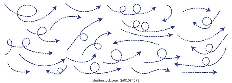 Curved dotted arrow. Zigzag arrow stripes design with dotted lines.