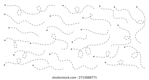 Curved dotted arrow. Zigzag arrow stripes design with dotted lines.
