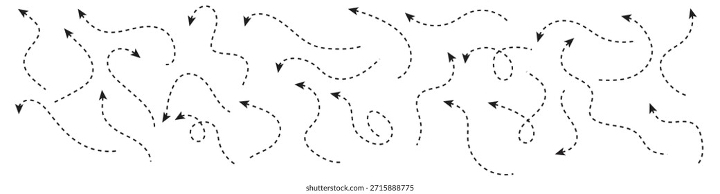 Curved dotted arrow. Zigzag arrow stripes design with dotted lines.