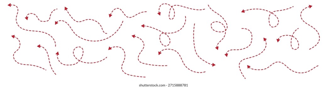 Curved dotted arrow. Zigzag arrow stripes design with dotted lines.