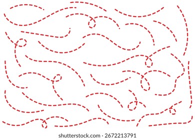 curved dotted line set. Spiral dotted line arrow. Seamless pattern of continuous wavy lines.