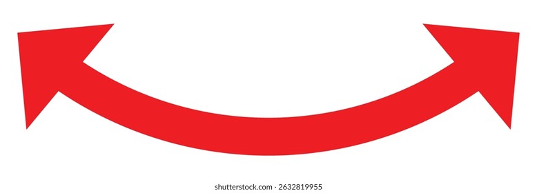 Ícone de seta vermelha semicircular com duas pontas curvas. Seta dupla e seta dupla com ambas as extremidades. Ilustração vetorial isolada em um fundo branco. EPS 10
