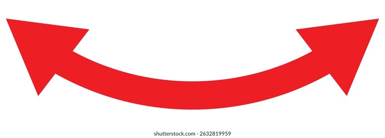 Ícone de seta vermelha semicircular com duas pontas curvas. Seta dupla e seta dupla com ambas as extremidades. Ilustração vetorial isolada em um fundo branco. EPS 10