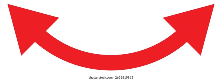 Ícone de seta vermelha semicircular com duas pontas curvas. Seta dupla e seta dupla com ambas as extremidades. Ilustração vetorial isolada em um fundo branco. EPS 10
