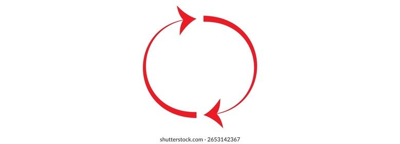 Curved double ended semicircular red arrow icon. Double ended and dual arrow with both ends. Vector illustration isolated on a white background. EPS 10