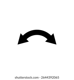 Seta semicircular curva de extremidade dupla. Seta dupla e seta dupla com ambas as extremidades. Ilustração vetorial em um fundo branco.