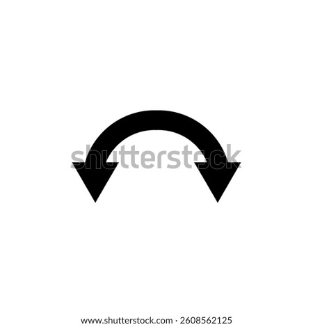 Curved double-ended semicircular arrow. Double ended and dual arrow with both ends. Vector illustration on a white background.