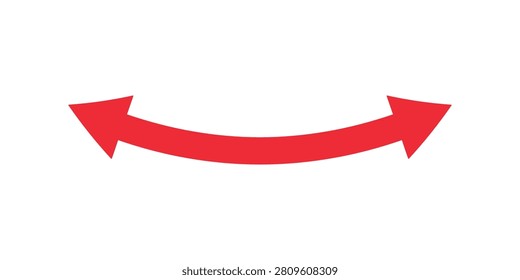 Curved doubleheaded arrow symbol, red icon indicating twoway direction or exchange