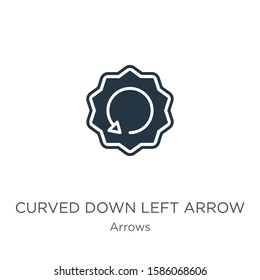 Curved down left arrow icon vector. Trendy flat curved down left arrow icon from arrows collection isolated on white background. Vector illustration can be used for web and mobile graphic design, 