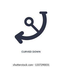 curved down left arrow isolated icon. Simple element illustration from arrows concept. curved down left arrow editable logo symbol design on white background. Can be use for web and mobile.