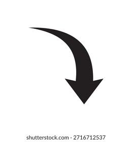 Curved downward arrow icon simple graphic directional symbol navigation element