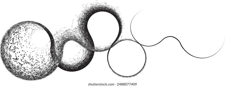 Curved Dry Brush Stroke . Chinese calligraphy . Japanese style . Snake logo. Asian design elements . Looped brush line . Vector